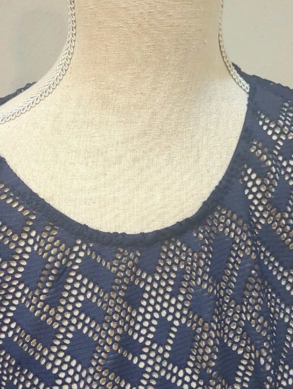 Chico's Navy Openwork Crochet Tunic